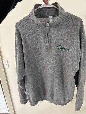 Barstool Golf Gray Quarter-Zip Sweatshirt with Green Script Logo